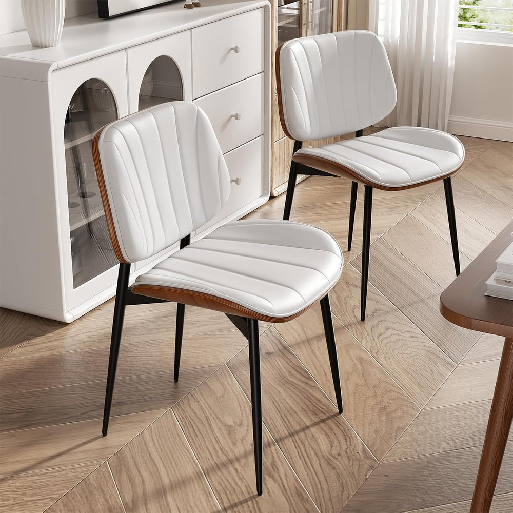 Dining Chairs Set of 2, Mid Century Modern Dining Room Chair, Upholstered Fau...
