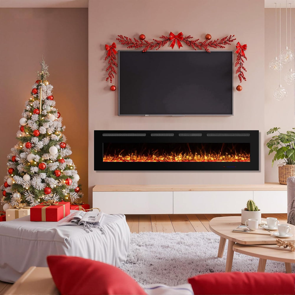 72 in. Ultra-Thin Recessed & Wall Mounted Electric Fireplace