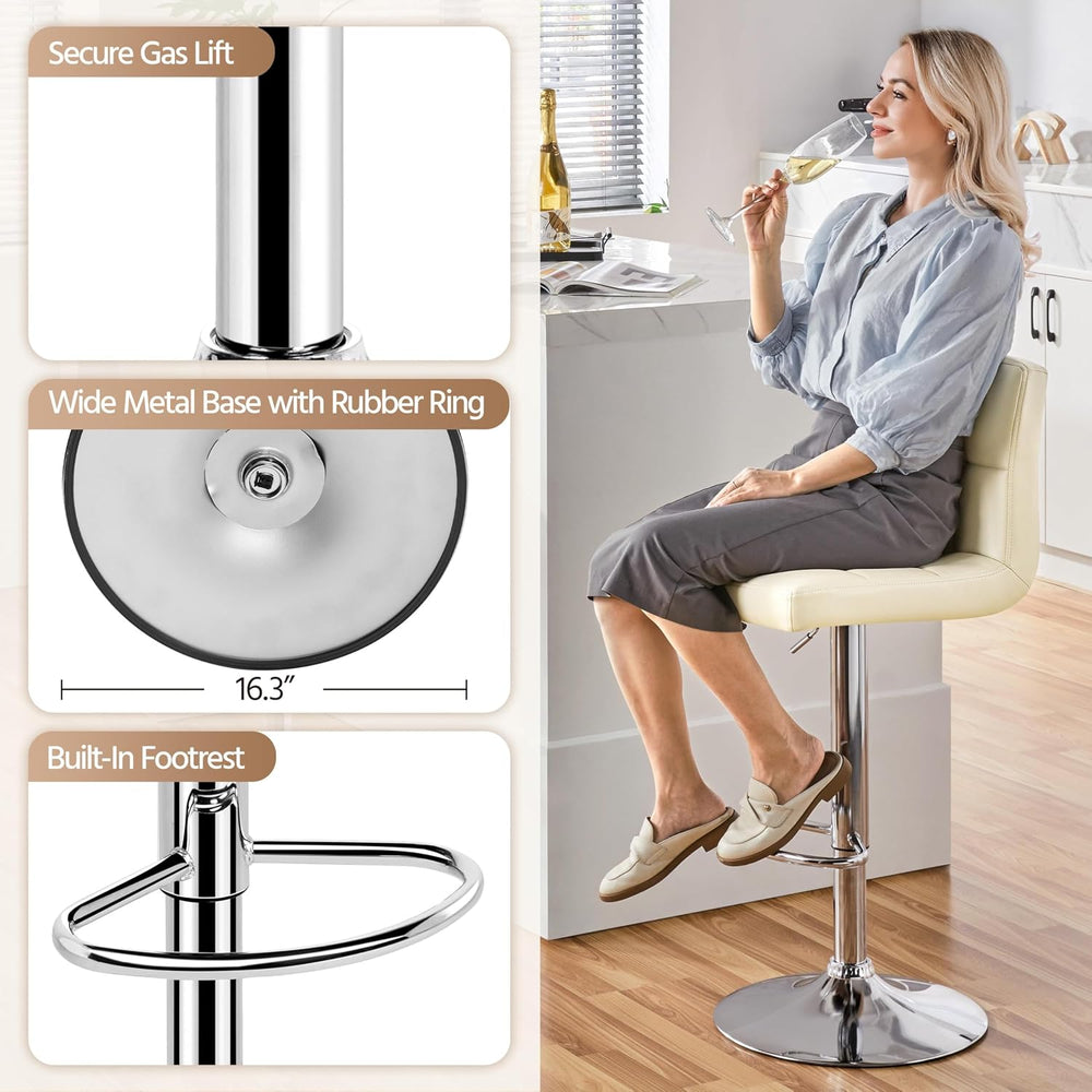 Yaheetech Bar Stools Set of 4 Adjustable Counter Height Barstools Beige