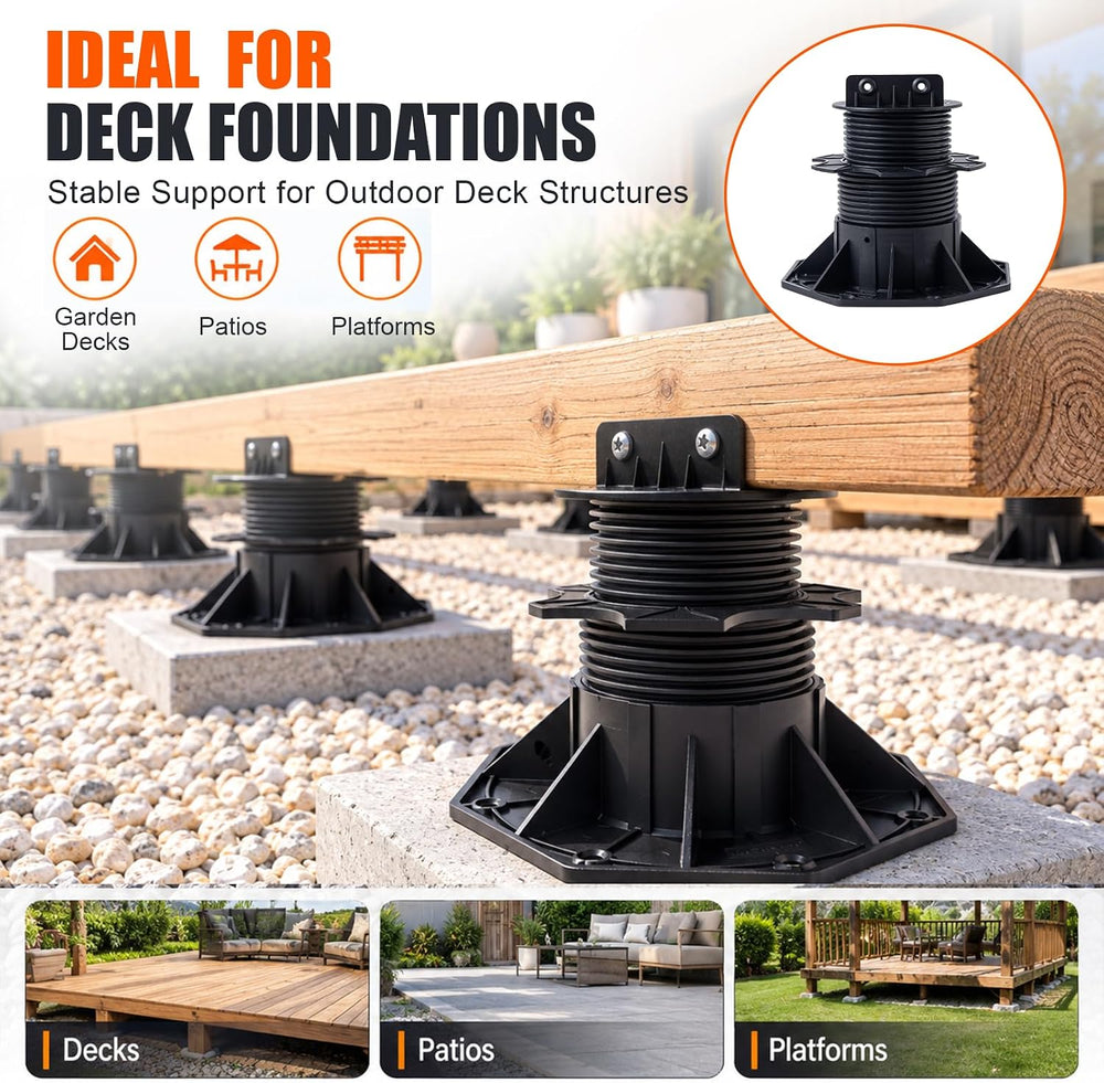 12Pack Adjustable Support Pedestal Foundation Base for Floating Deck Platform...