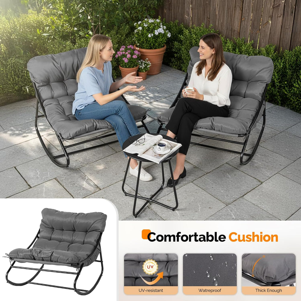 VINGLI Rocking Patio Chairs Set of 2 with Side Table, Heavy Duty 400 LBS Capa...