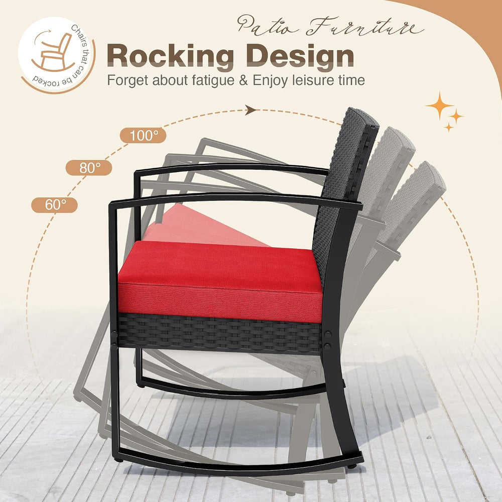 Greesum 3 Piece Patio Furniture Set, All-Weather Imitation Rattan Conversatio...
