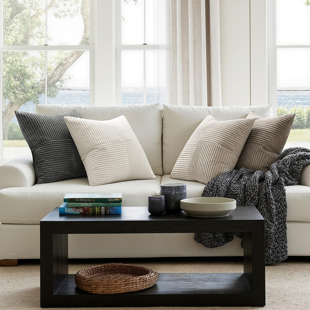 ANRODUO Decorative Throw Pillows for Couch 22x22 Neutral Gray Pack of 4