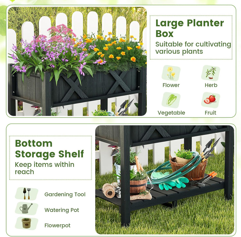 GIANTEX HIPS Raised Garden Bed, Elevated Planter Box w/Legs, Storage Shelf, D...