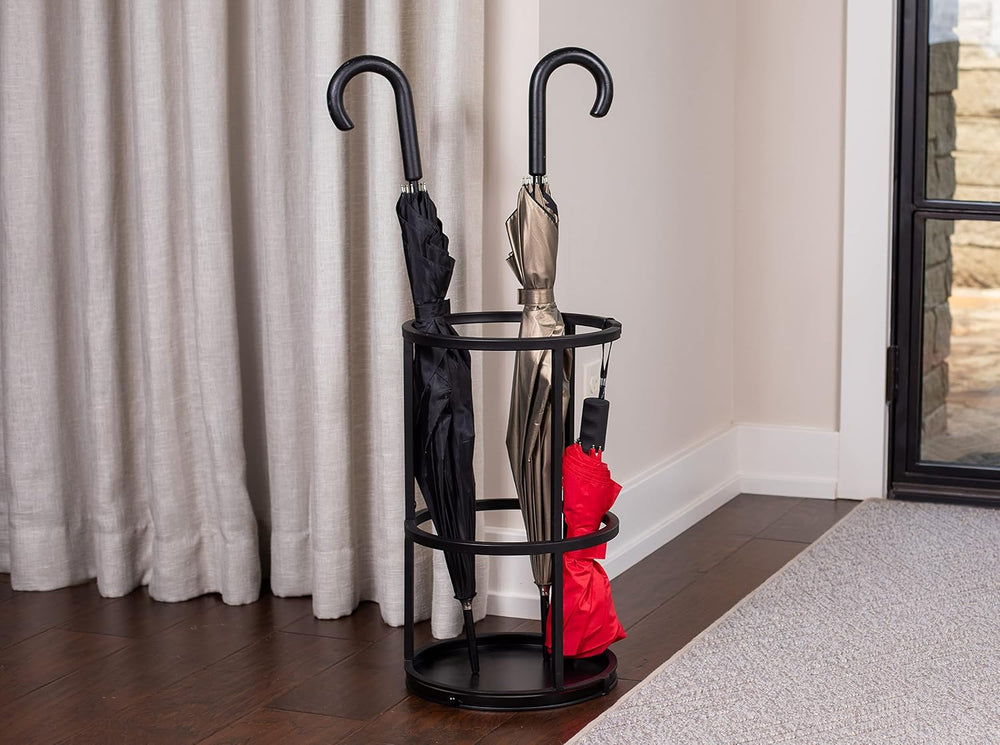 BIRDROCK HOME Circular Umbrella Holder with Removable Drip Tray - Stand for U...