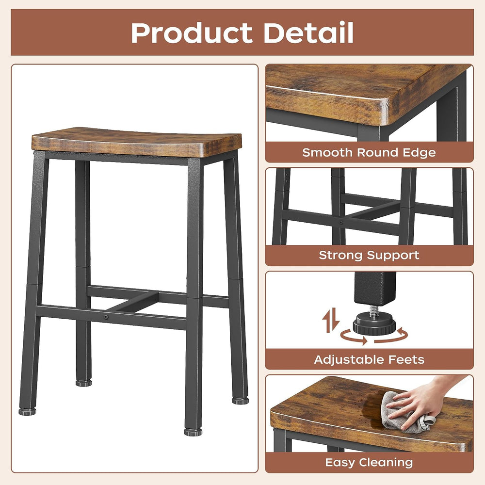 Homeiju Bar Stools, Counter Height Bar Stools Set of 2, 23.6 Inch Saddle Stoo...