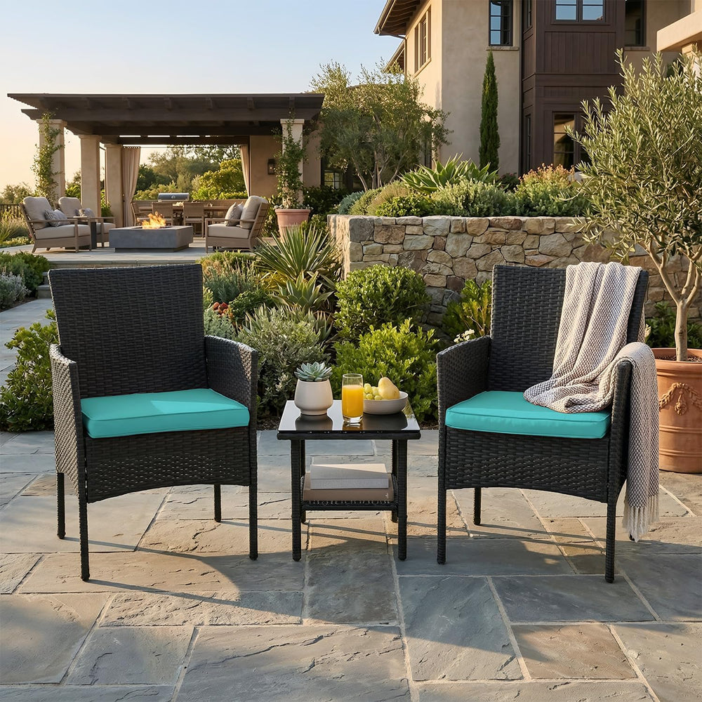 NChanmar 3 Pieces Patio Furniture Outdoor Bistro Set Outdoor&Indoor,Blue
