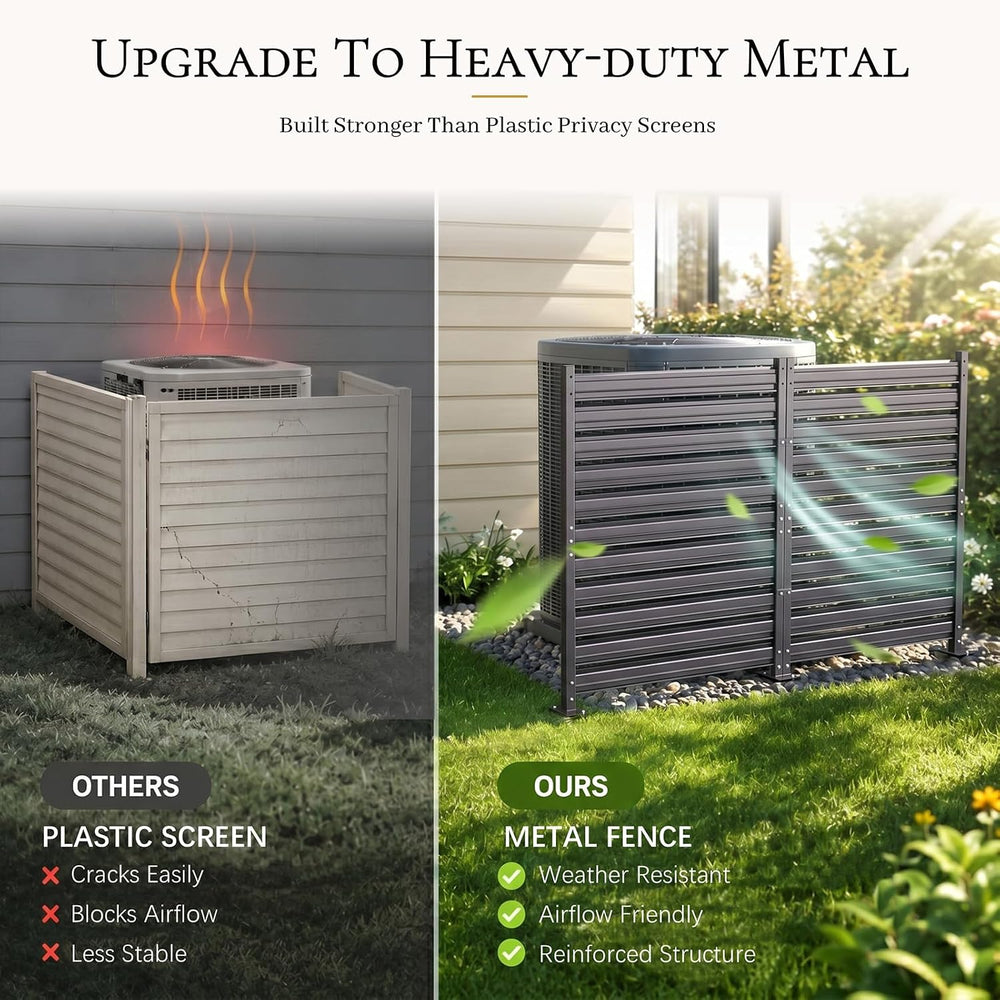 2 Panel Air Conditioner Fence, 42" H x 6.33 FT W Metal AC Unit Fence wit...