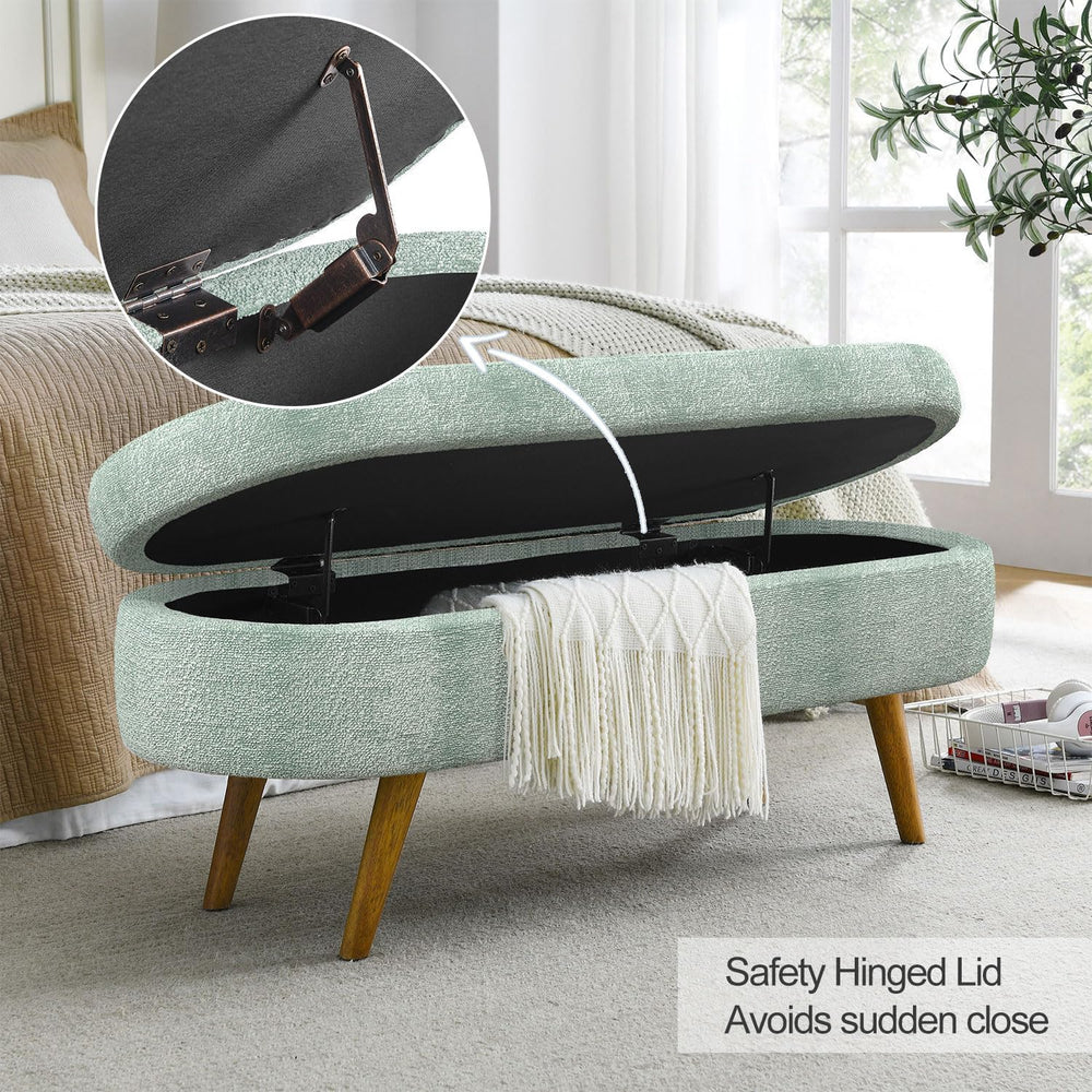 43.5" Fabric Storage Ottoman Bench for Bedroom,Upholstered Boucle Ottoma...