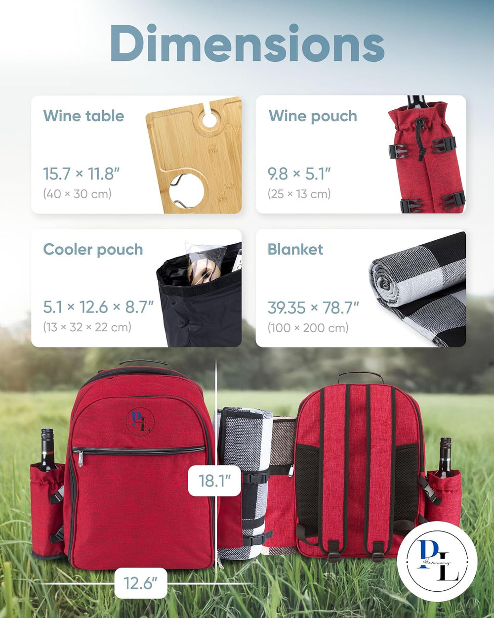 Picnic Backpack for 2 - All-in-One for Couples [with Picnic Blanket & Por...