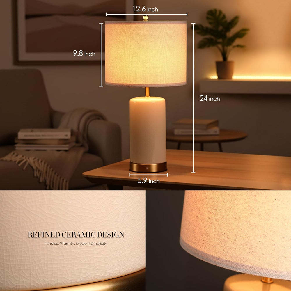 O’Bright Dune - Battery Powered Table Lamp, Rechargeable Cordless Ceramic Lam...