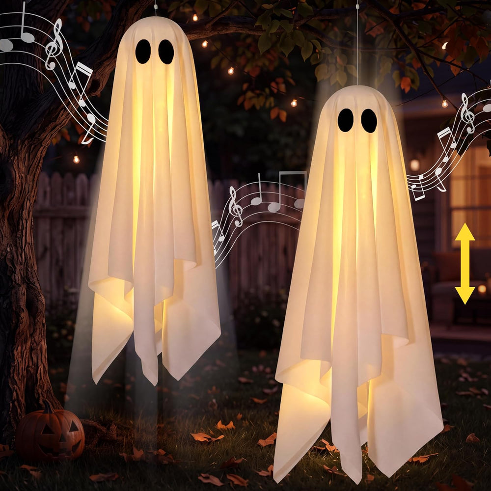 JOYIN 2 Pcs 20" Scary Halloween Decorations Outdoor Hanging Ghost, Light...