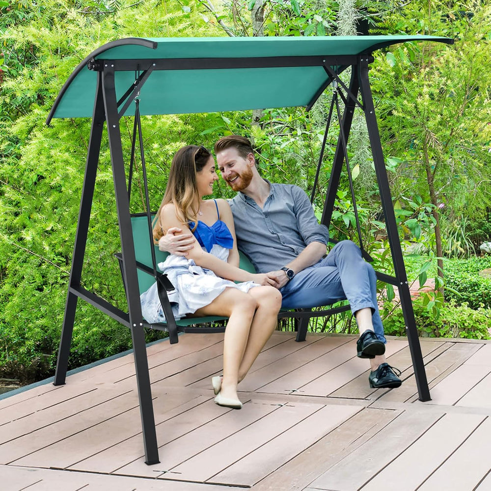 Tangkula 2-Person Patio Swing, Weather Resistant Porch Swing with Adjustable ...
