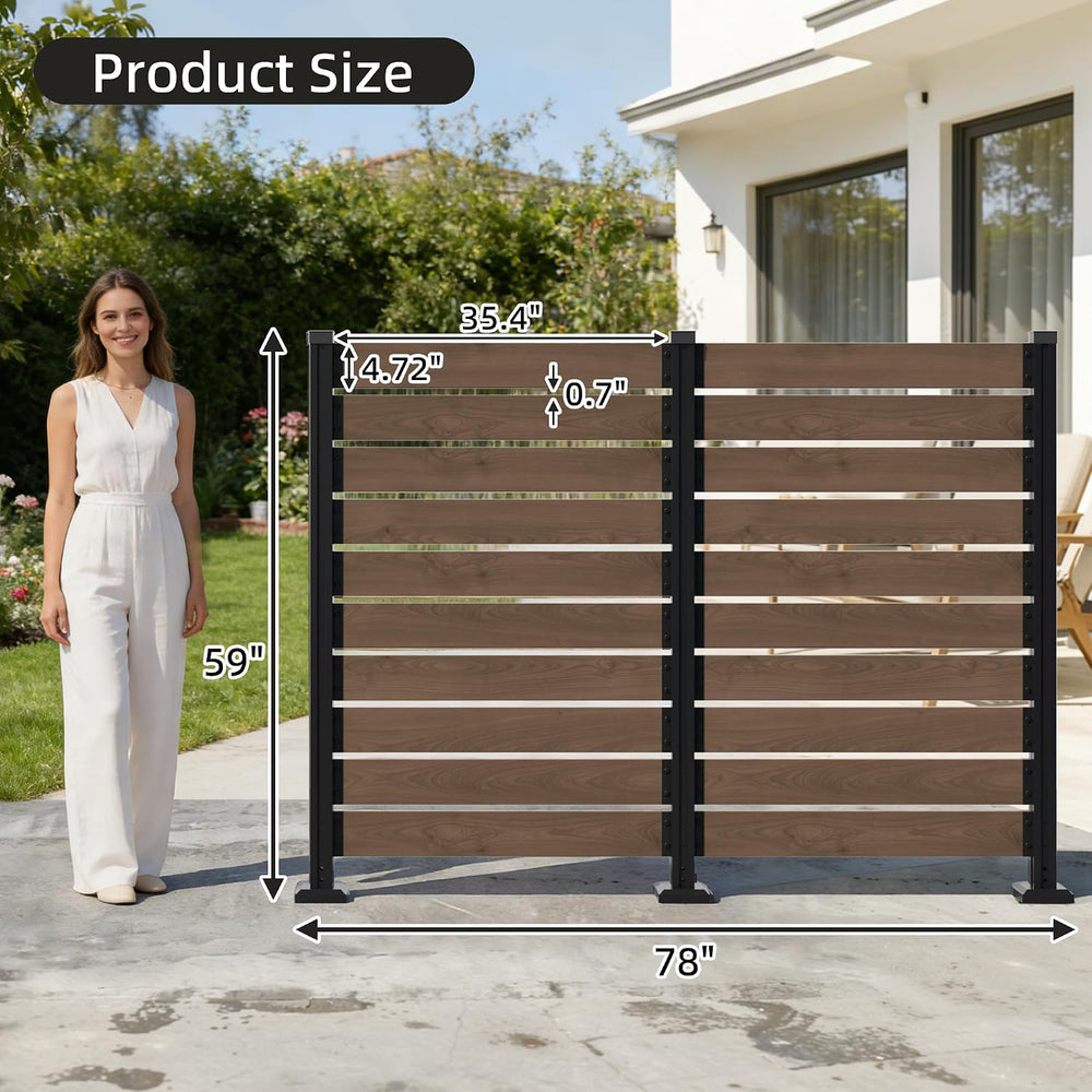 60''H x 78''W Outdoor Cedar Wood Fence Privacy Screen
