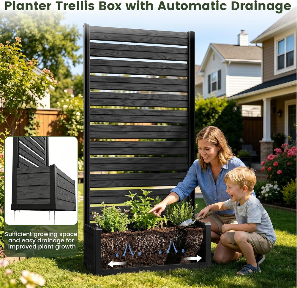 Plastic Raised Garden Bed with Trellis, 73.8"x36"x14" Planter ...