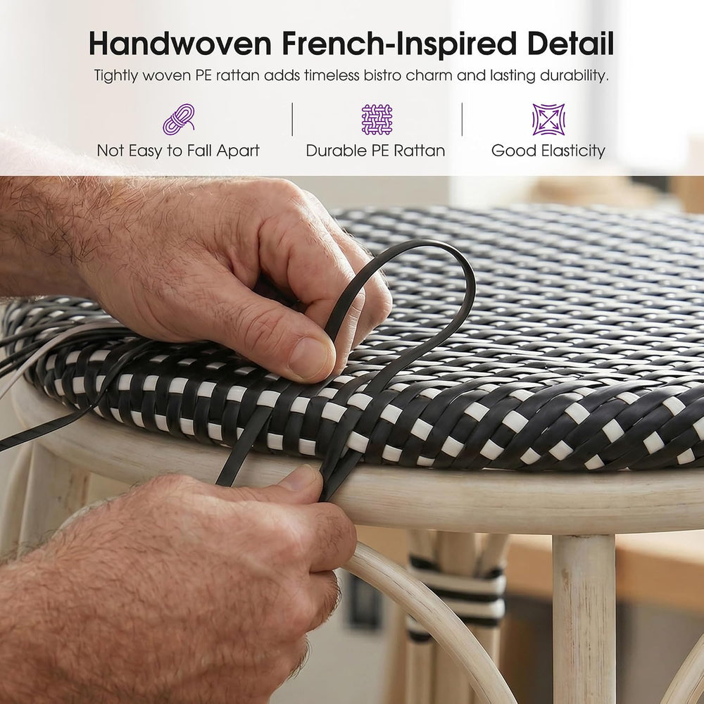 PURPLE LEAF Bar Stools 25" Round French Set of 2 Backless Black