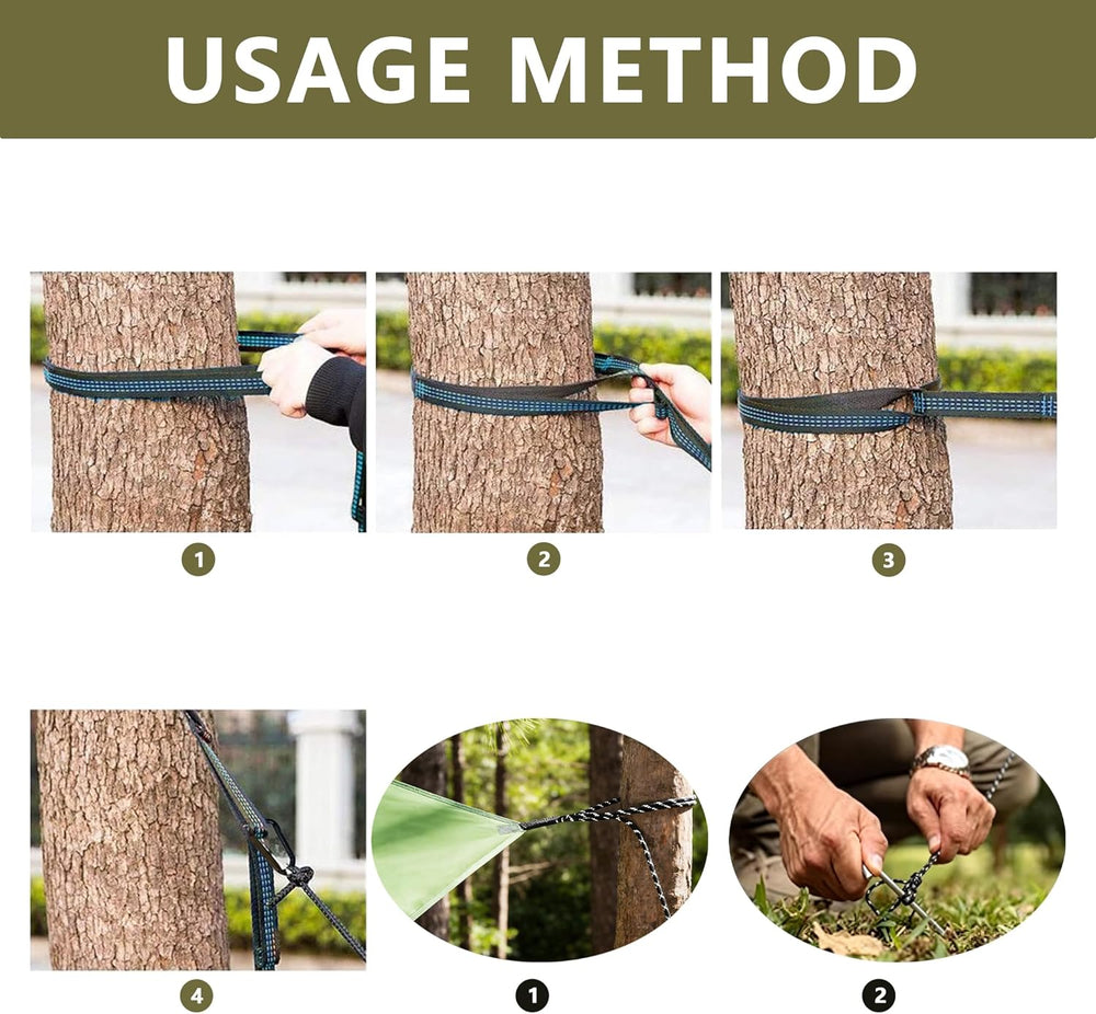 Camping Hammock with Rain Fly Tarp Mosquito Net Heavy Duty Tree Straps Portab...