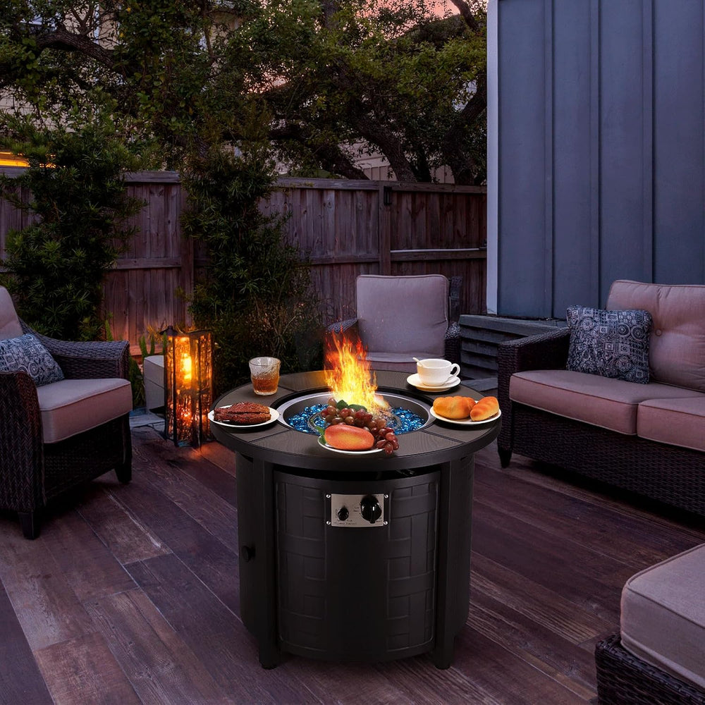 TLGREEN 30-Inch Round Propane Fire Pit Table, 50,000 BTU