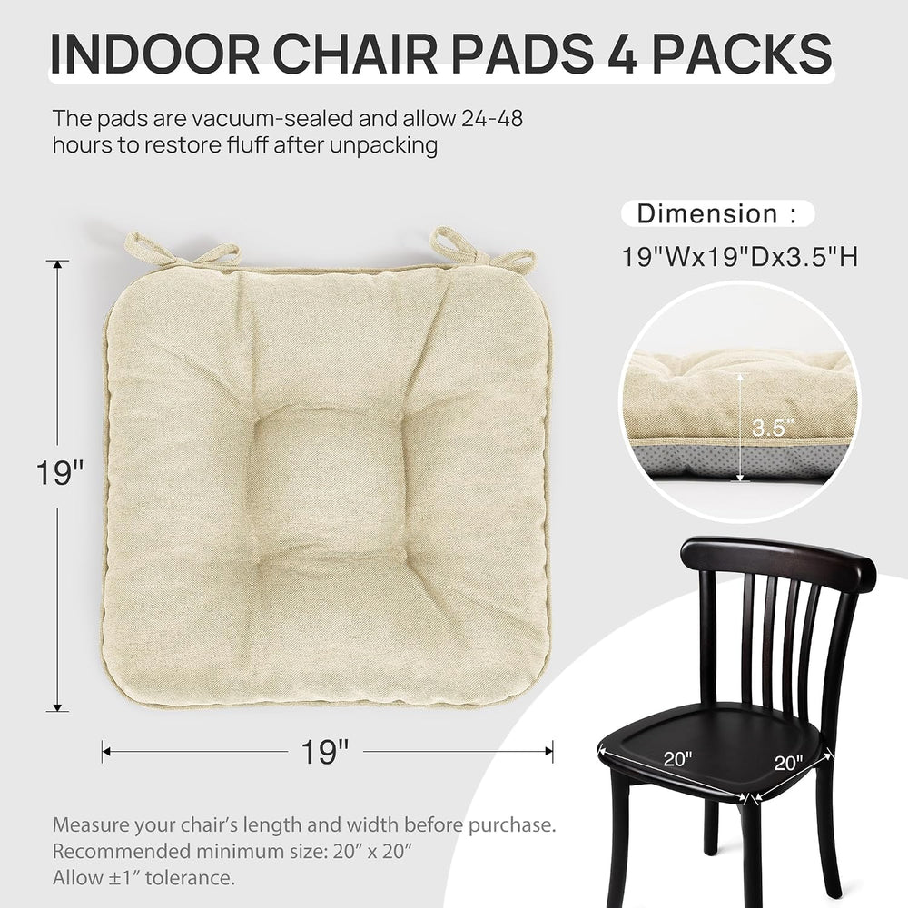 Love's cabin Memory Foam Chair Cushions Set of 4, 15.5 Inch, Beige