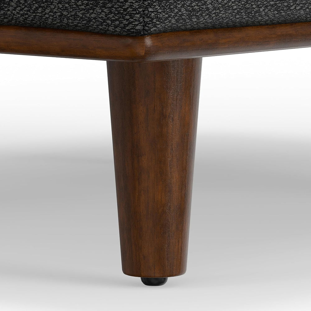 SIMPLIHOME Morrison 49" Wide Woven-Blend Fabric Ottoman in Charcoal Grey
