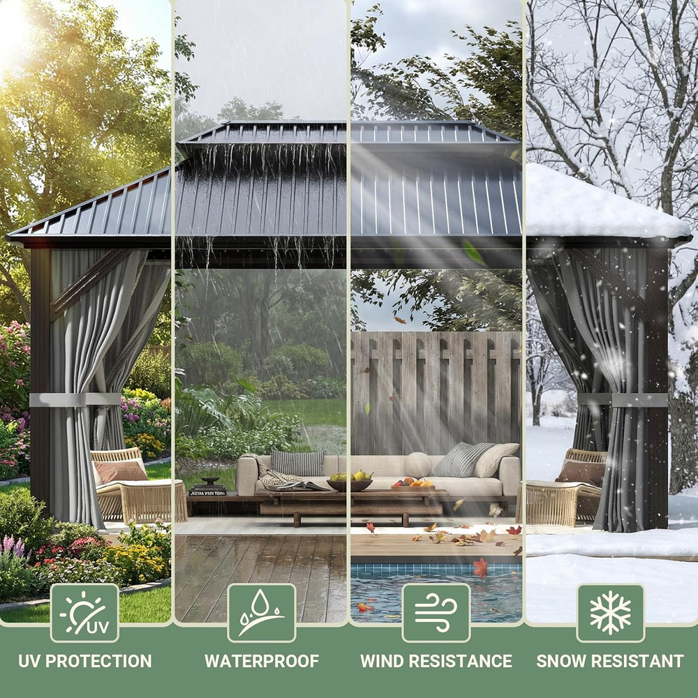 Polar Aurora 10'x14' Aluminum Gazebo Grey