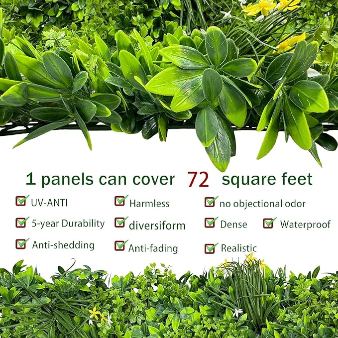 Artificial Plant Wall Roll: 72 X144 in (72 sqft) UV-Anti Ivy Privacy Fence Sc...