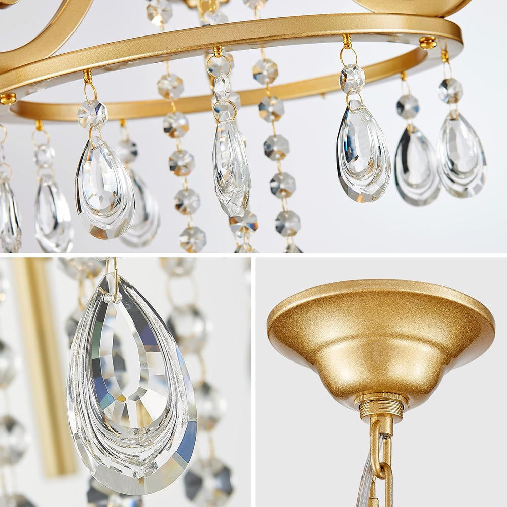 Small Crystal Chandelier, 3-Lights Modern Crystal Chandeliers for Dinning Roo...