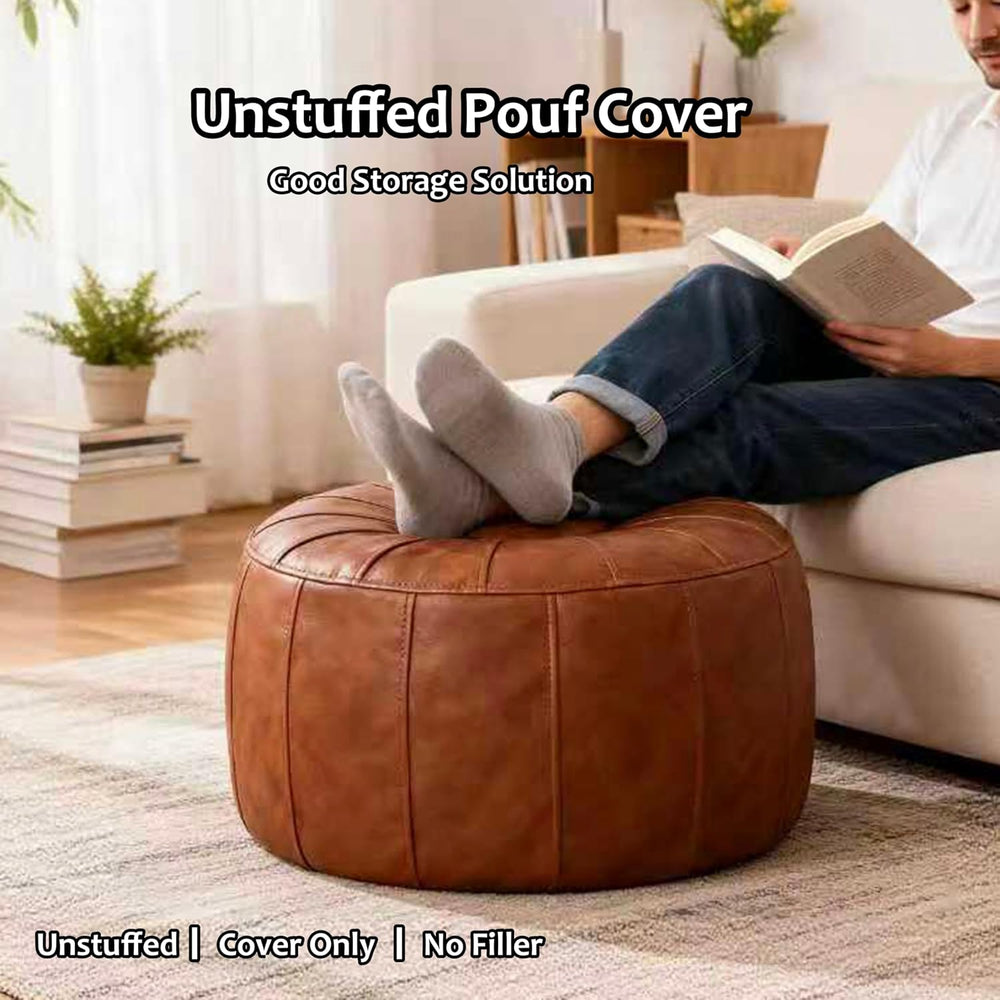 Thgonwid Unstuffed Moroccan Storage Pouf Foot Stool Ottoman Seat Handmade Fau...