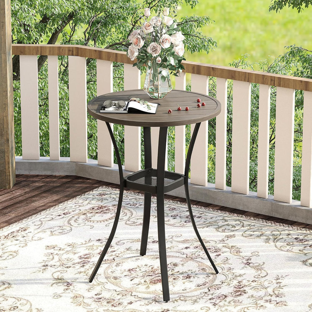 VICLLAX 28" Round Outdoor Bar Table with Adjustable Umbrella Hole, Count...