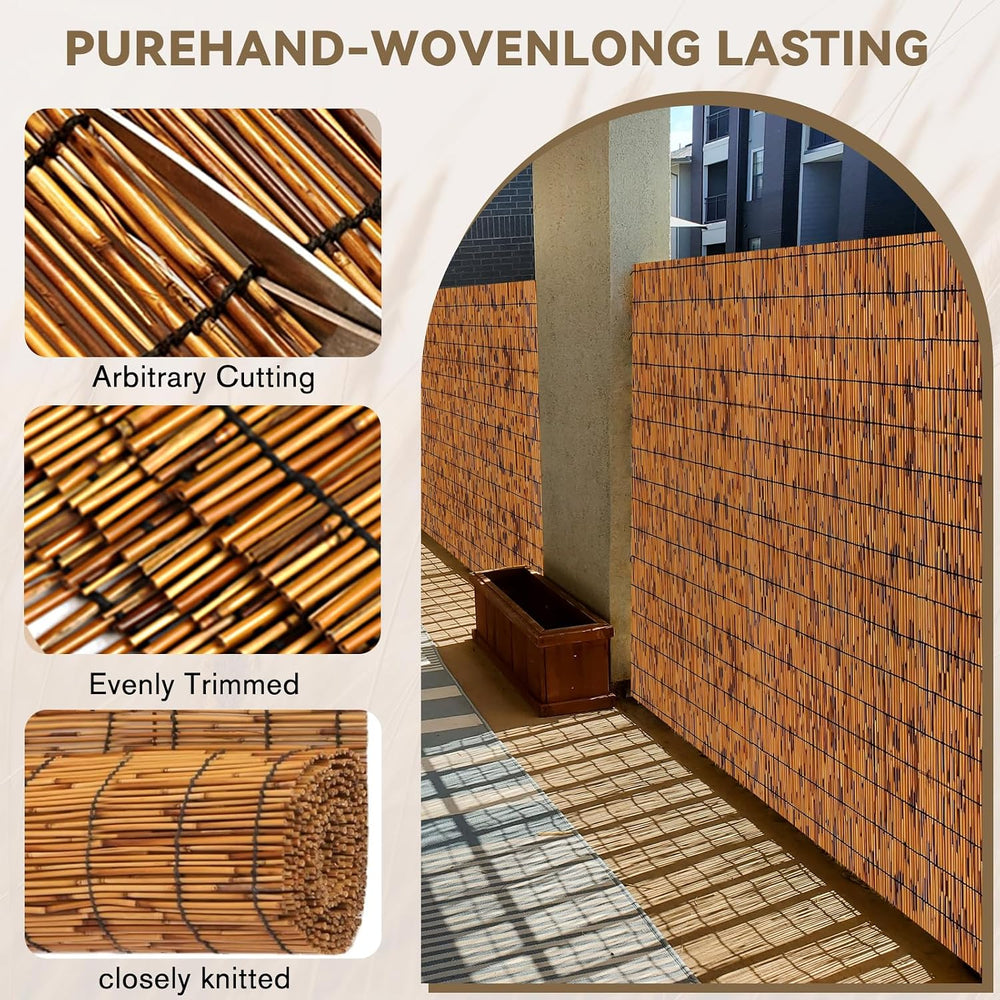 KOIUEYW Reed Fencing Rolls, 4 X 16FT Decorative Bamboo Fencing Roll Reed Scre...