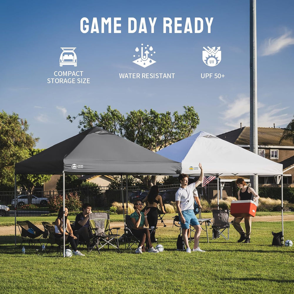 CROWN SHADES 12x12 Pop Up Canopy Tent with One Push Setup, Grid Gray