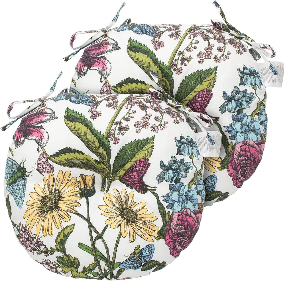 Bistro Chair Cushions 15 inch,Set of 2,Tufted Round Chair Cushions with Ties,...