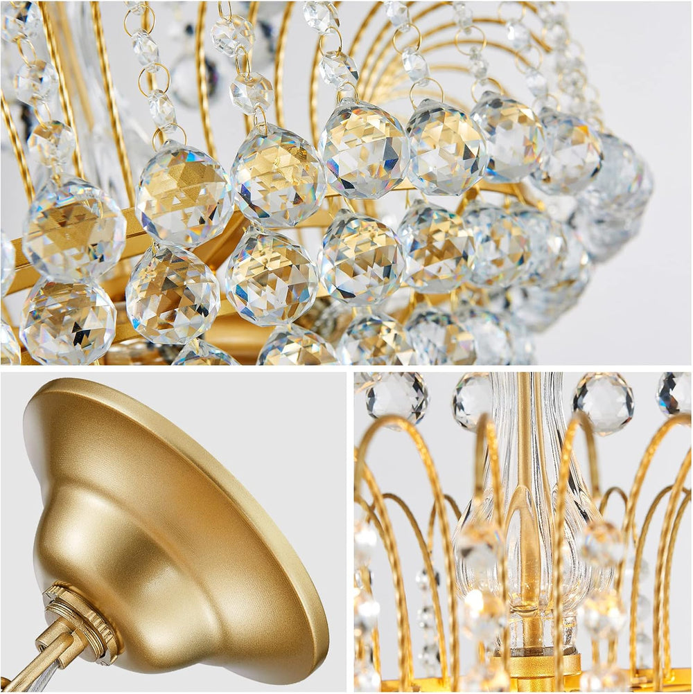 WUZUPS Crystal Chandelier Pendant Flushmount Ceiling Light Modern Lighting Fi...