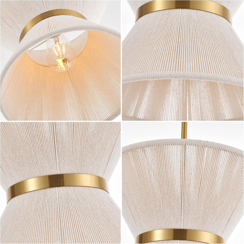 Hand Woven Boho Pendant Light Coastal Mini Modern Chandelier Adjustable Trans...
