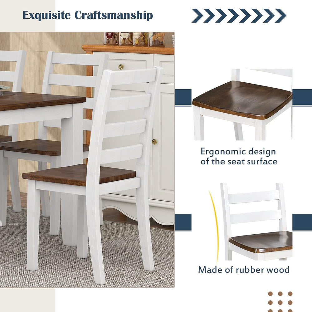 LUMISOL Solid Wood Kitchen Table Set with 4 Chairs & Long Bench, Walnut C...