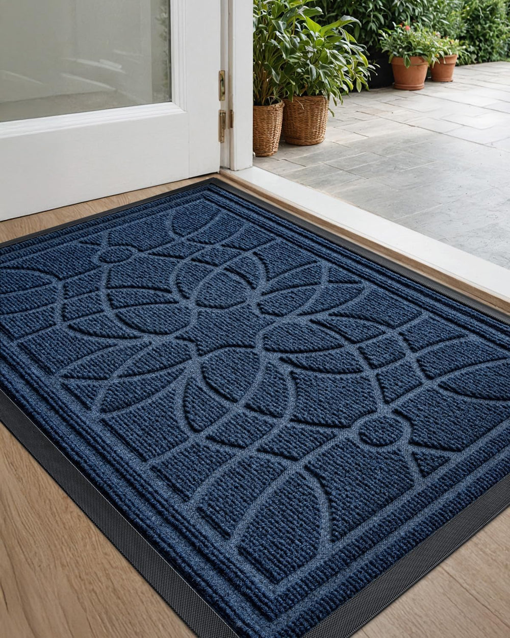 DEXI Front Door Mat Outside Entrance 24x36, Heavy Duty Non Slip, Blue