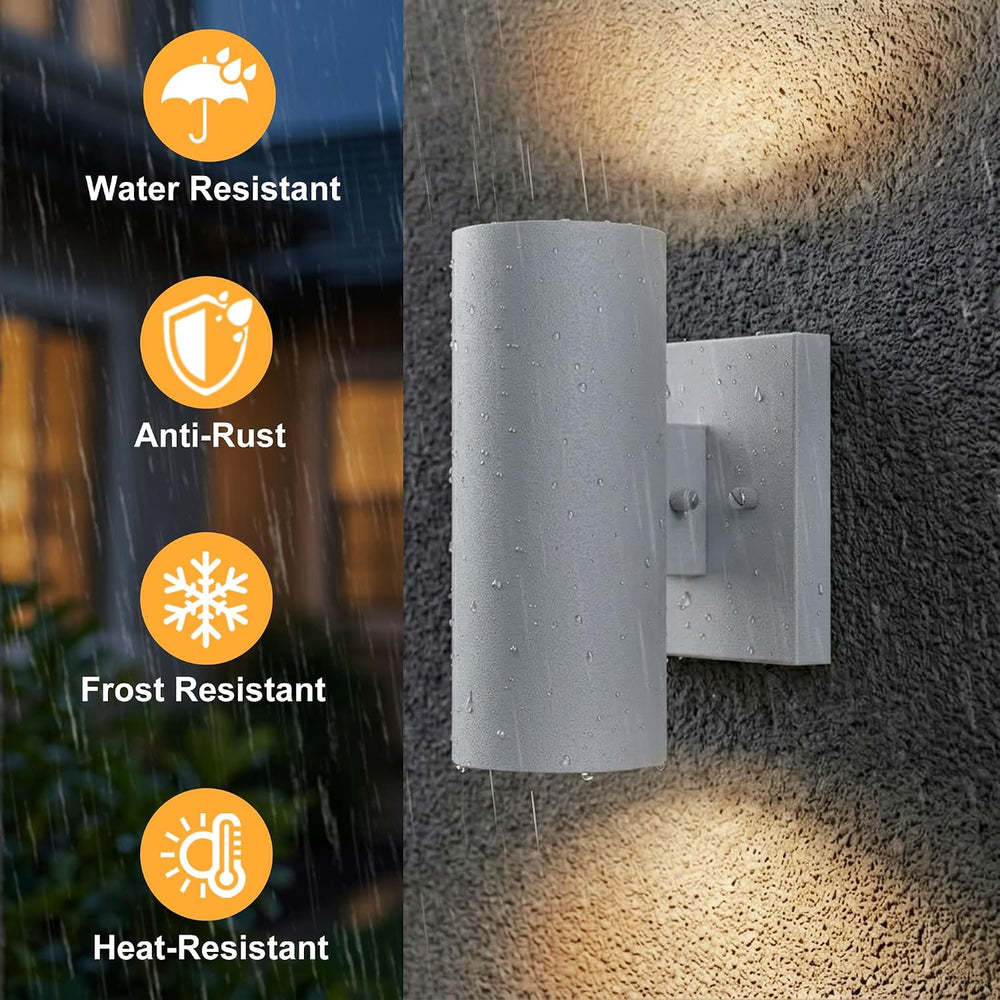 Dusk to Dawn Aluminum Cylinder Up Down Lights, 2-Pack, 7in