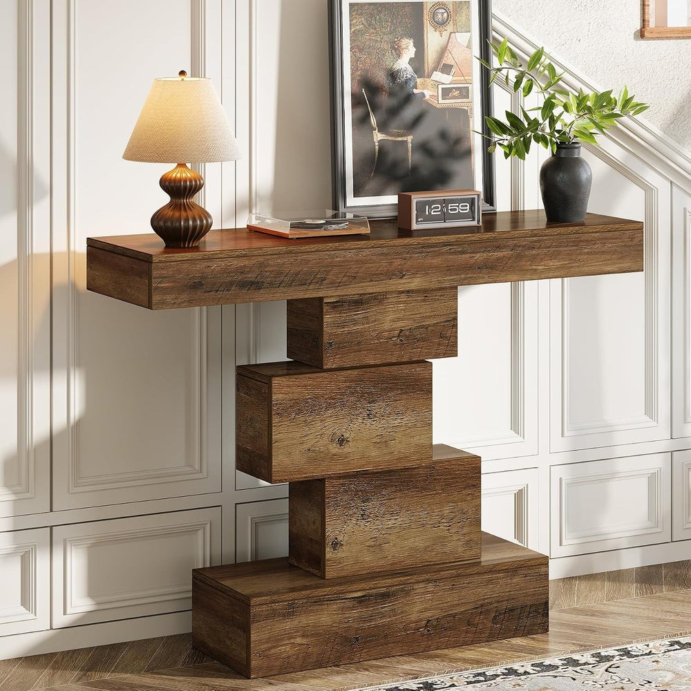 Tribesigns 42.5" Farmhouse Console Table, Narrow Wood Sofa Table Behind ...