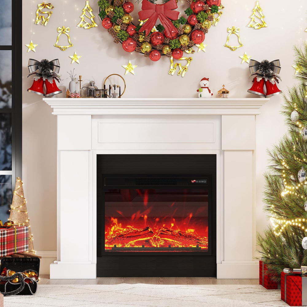 55" Electric Fireplace with Mantel,TV Stand, 23" Fireplace Heat, 8H...