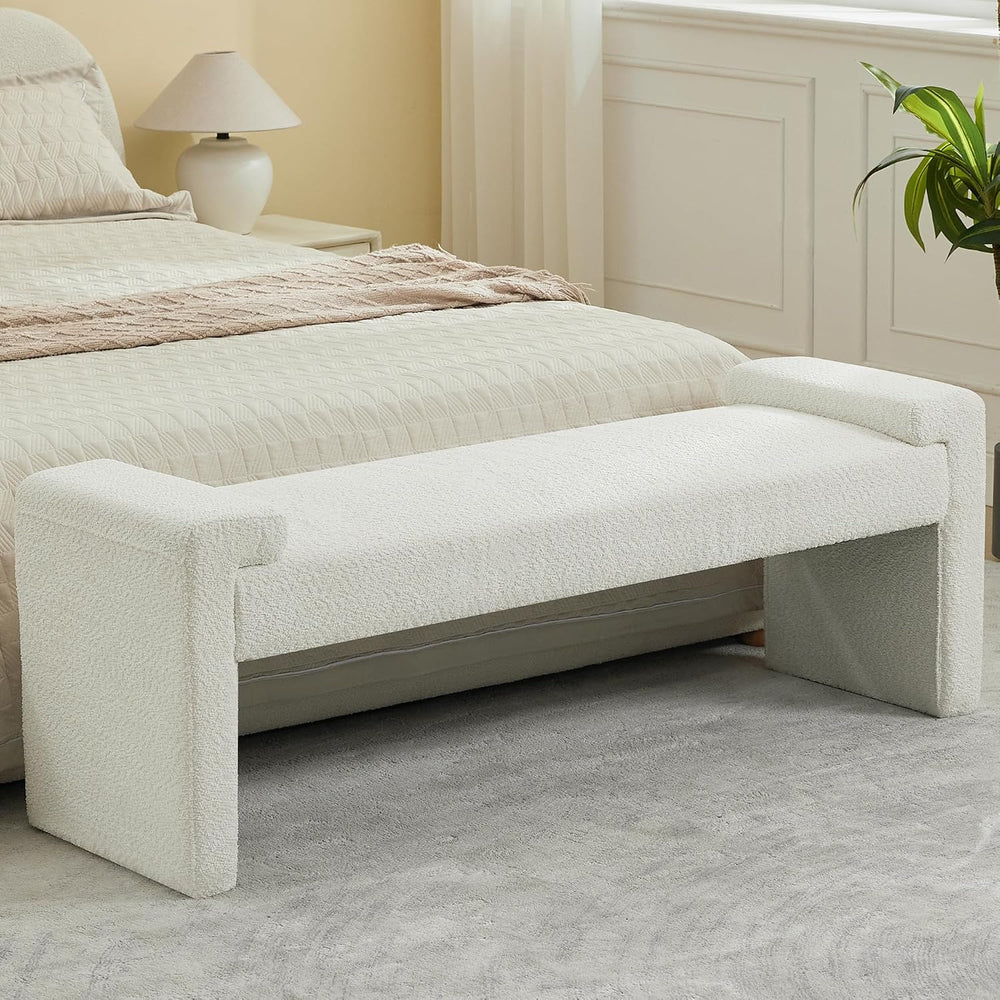 WUTUTUEE 58.7" End of Bed Bench Upholstered Modern Bedroom Bench for Liv...