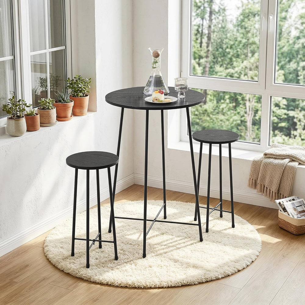 VECELO 3 Piece Pub Table and Chairs Sets Counter Height Bistro Bar Sets with ...