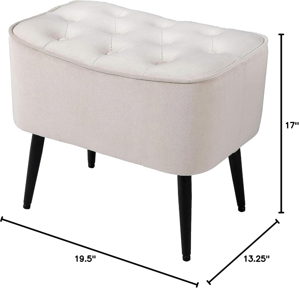 BIRDROCK HOME Tufted Curve Ottoman Velvet Foot Stool - Modern Upholstered Pad...