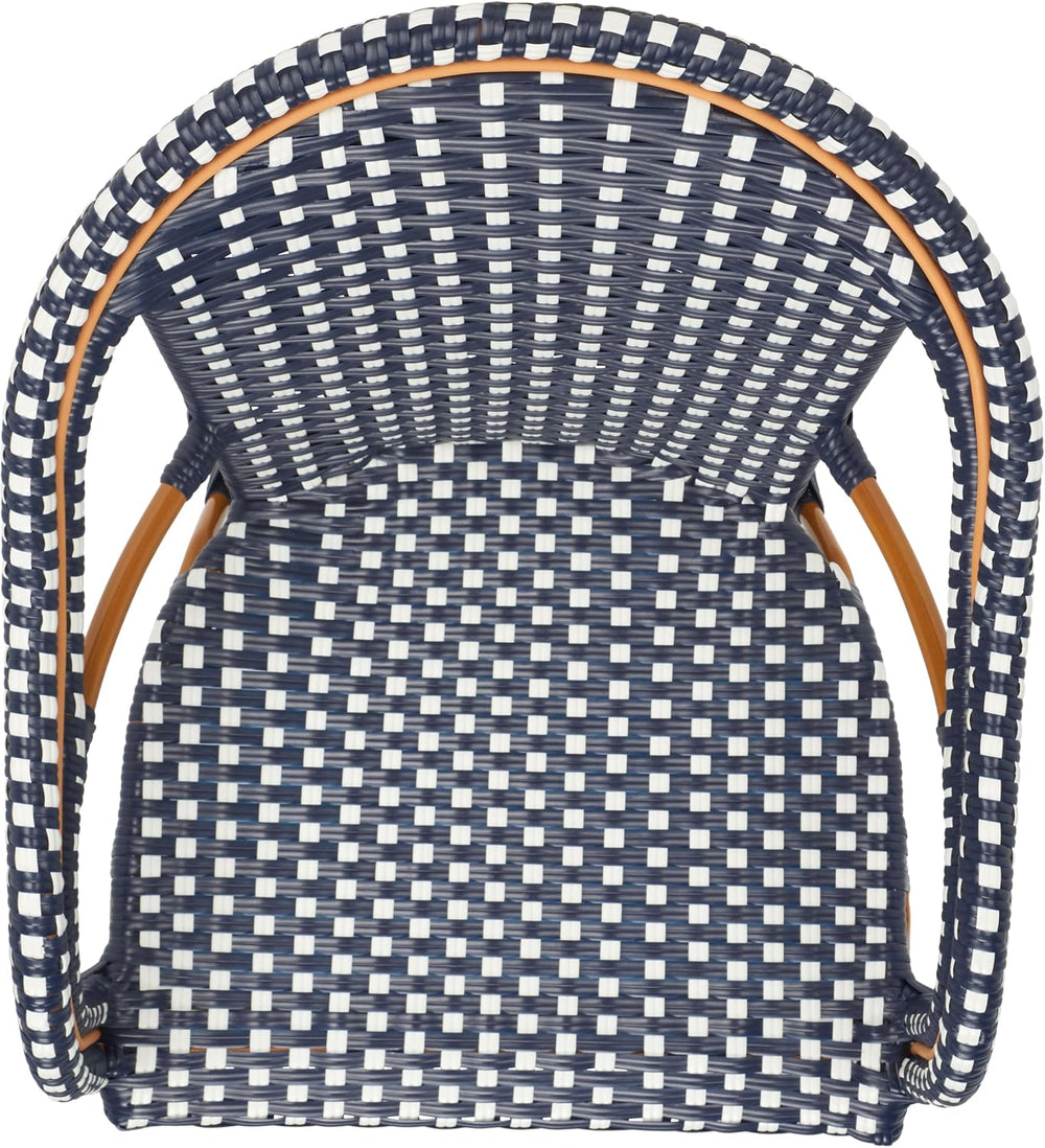 SAFAVIEH Outdoor - California Armchair Set of 2 - Navy & White - Faux Wic...