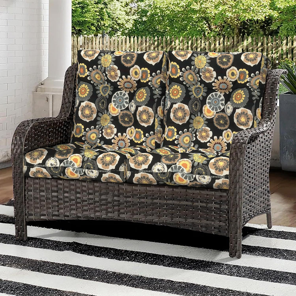 Outdoor Seat Chair Cushions, Tufted Back Patio Furniture Cushions Set of 2, W...