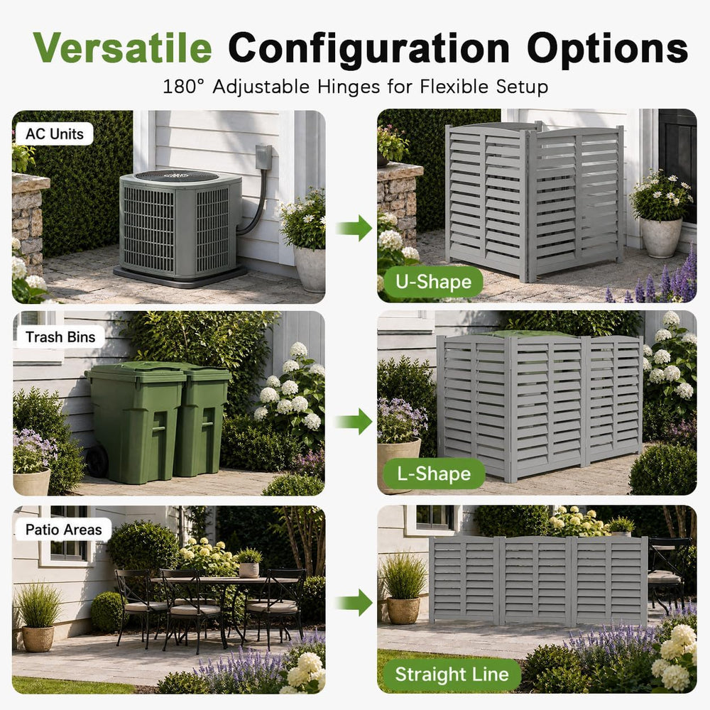 32" W x 38" H Air Conditioner Fence, 3 Panel Trash Can Fence Screen...