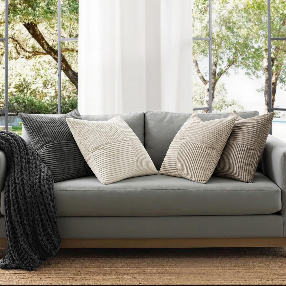ANRODUO Decorative Throw Pillows for Couch 22x22 Neutral Gray Pack of 4
