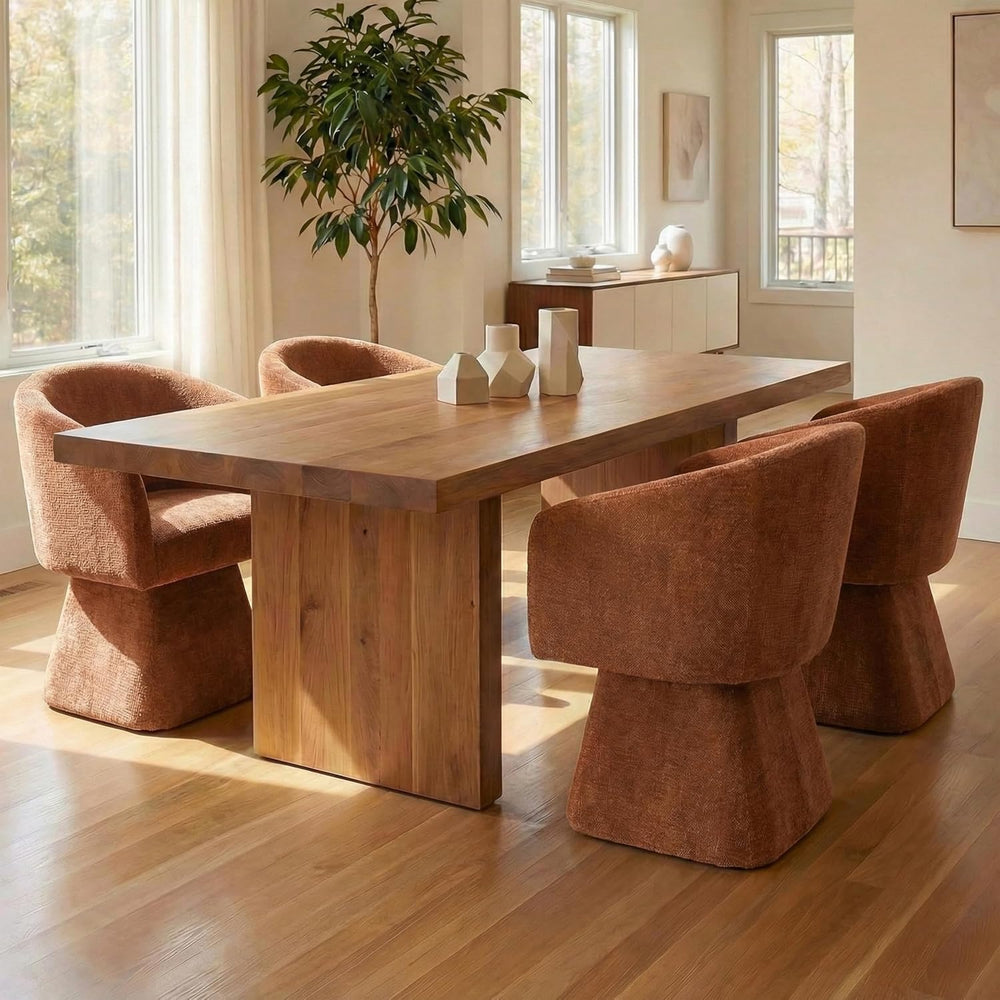 VKNOW Upholstered Swivel Dining Chairs Set of 2 with Barrel Back and Arm