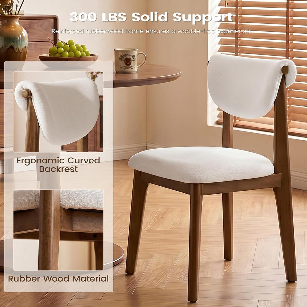 Dining Chairs Set of 8, Solid Rubberwood Kitchen Chairs with Lumbar Support H...