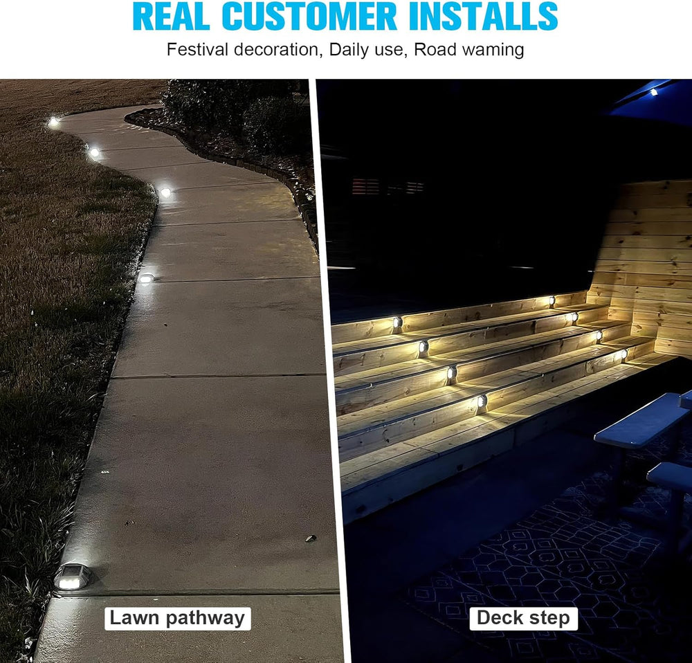 VOLISUN Solar Deck Driveway Dock Lights,Solar Pathway Lights,Warm 12 Pack