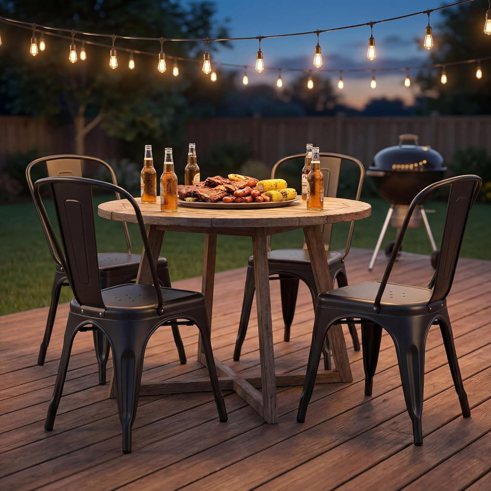 Furmax Metal Dining Chair Indoor-Outdoor Use Stackable Classic Trattoria Chai...